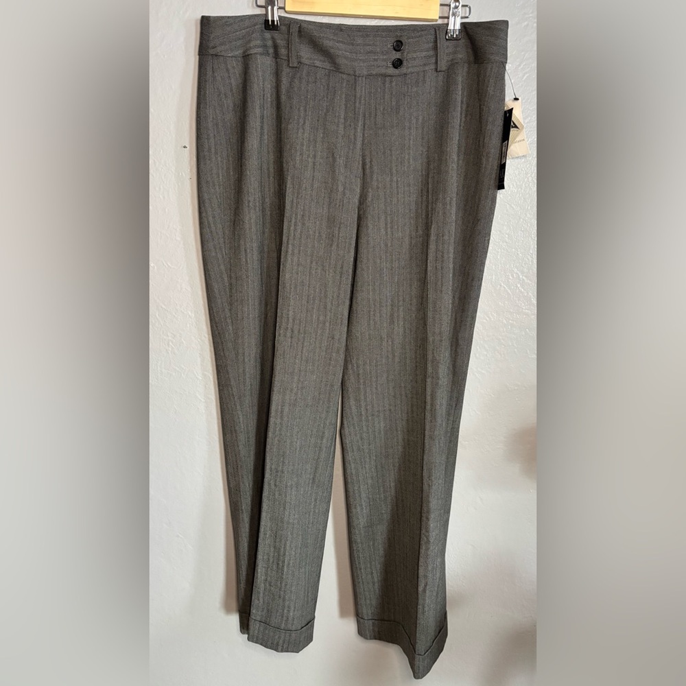 ANNE KLEIN Women's Gray NWT‎ Size 16W Career Pants Trousers Classic Houndstooth